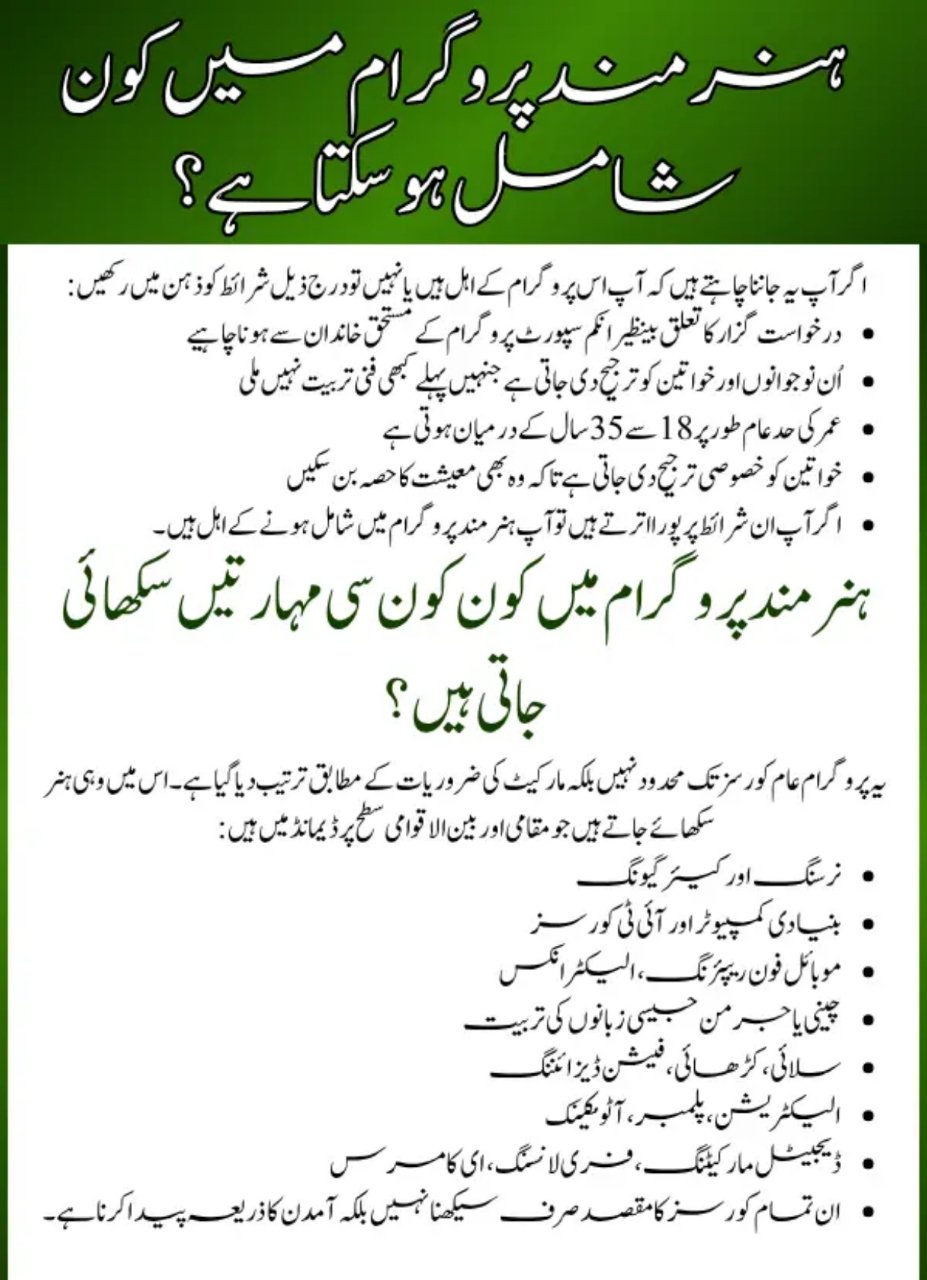 Good News: Govt Launches || Benazir Hunarmand Program 2025 – Learn Skills for Free & Get Monthly Stipend